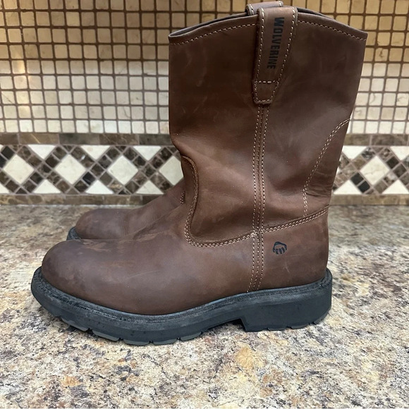Wolverine Other - Wolverine Wellington Brown Leather Pull On Mens Work Boots size 9M